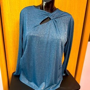Liz Claiborne Teal Long Sleeve Cut Out Blouse